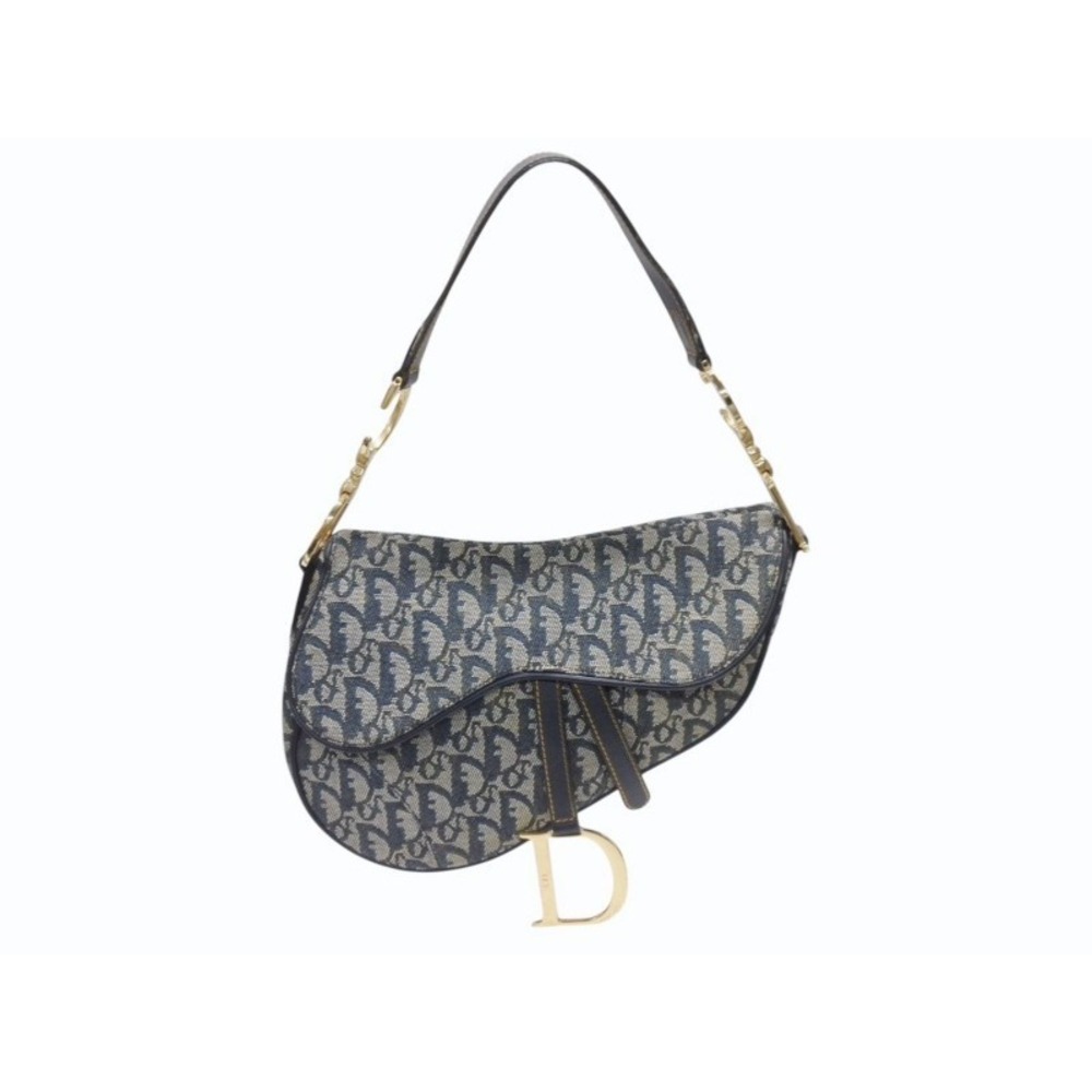 Dior Trotter Bag One Shoulder Saddle Hobo Christian Navy Galliano Blue - Picture 2 of 10